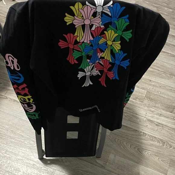 Chrome Hearts Black Sweatshirt with Multicolor Crosses - Picture 1 of 8